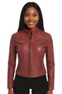 Burgundy Slim-Fit Leather Biker Jacket-Tulsa, Image 1 of 7
