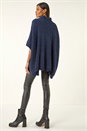 Navy  Chenille Roll Neck Oversized Knit Tunic, Image 3 of 5
