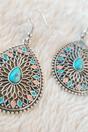 Blue Large Mandala Floral Turquoise Enamel Boho Teardrop Dangler, Image 2 of 3