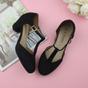 Black Mid Heel Comfort T-Bar Brogue 2 Part Heels, Image 4 of 6