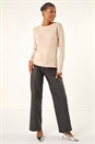 Tan Sparkly Line Knit Jumper, Image 2 of 5