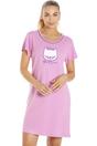 Lilac Camille Lingerie Lilac Short Sleeve Cat Print Nightdress, Image 1 of 4
