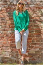 Jade Chiffon Overlay Keyhole Top, Image 3 of 4