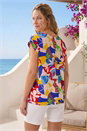 Blue Abstract Print Shell Top, Image 3 of 4