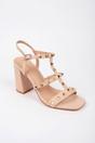 Neutral iKrush Neutral Ivy Womens Studded T-Bar Block Heel Sandals, Image 4 of 7