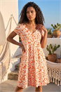 Orange Petite Floral Print Swing Pocket Dress, Image 3 of 4