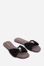 Black Arc Ruched Buckle Slide On Sandal, Image 4 of 6