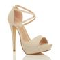 Natural High Heel Crossed Straps Platform Sandals, Image 1 of 6