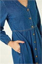 Blue Denim Button Down Midi Dress, Image 5 of 5