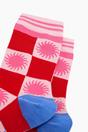 Red Sun Checkerboard Bamboo Socks in Red/Pink, Image 2 of 4
