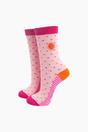 Pink Embroidered Sun Spotted Combed Cotton Socks, Image 1 of 4