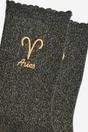 Black Embroiderd Aries Zodiac Glitter Socks, Image 3 of 3