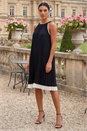 Black A-Line Pleated Halter Neck Dress, Image 1 of 4