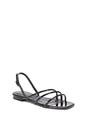Black XY LONDON Black 'Mary' Square Toe Strappy Slingback Flat Sandals, Image 2 of 6