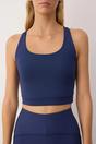 Navy Square Neck Longline Scuba Sports Bra, Image 2 of 3