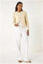 Lemon  Check Textured Button Knit Cardigan, Image 2 of 5