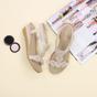 Beige AJVANI Beige Mid Wedge Diamante Slingback Sandals, Image 4 of 6