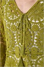 Khaki Crochet Tie Front Knit Tunic, Image 6 of 6