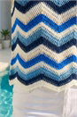 Blue Zig Zag Stripe Crochet Knit Vest, Image 4 of 4