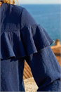 Navy  Frill Front Woven Top, Image 5 of 5