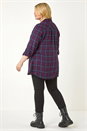 Navy  Curve Checkered Overshirt, Image 3 of 5