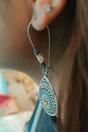 Blue Long Mandala Floral Enamel Triangle Boho Drop Danglers, Image 3 of 4