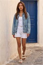 Blue Denim Button Front Pocket Jacket, Image 2 of 4