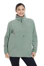Khaki Cosy Sherpa Half Zip Maternity Fleece Top, Image 6 of 6