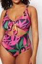 Multi Cut Out Tie Front Printed Swimsuit, Image 2 of 3