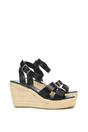 Black 'Kala' Espadrille Strappy Platform Wedge Heel Sandals With Ankle Strap, Image 5 of 6