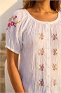 Ivory  Floral Cross Stitch Blouse, Image 4 of 4