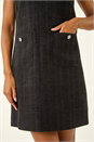 Black Textured Pinafore Pocket Dress, Image 5 of 5