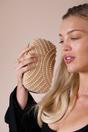 Gold Oval Pearl Clutch Bag In Gold, Image 1 of 1