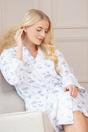 Navy Camille Lingerie Navy 100% Cotton Lightweight Porcelain Floral Wrap, Image 6 of 7