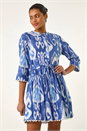 Blue Tie Dye Buttoned Shirt Dress, Image 4 of 5