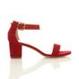 Red AJVANI Red Mid Block Heel Ankle Strap Sandals, Image 2 of 6