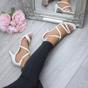 White AJVANI White High Heel Crossed Straps Buckle Sandals, Image 5 of 6