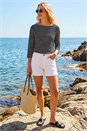 Black Stripe Print Boat Neck Top, Image 2 of 4