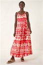 Red Shell Print Strap Maxi Dress, Image 2 of 5