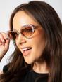 Brown Heart Sunglasses with Gem Detail in Champagne, Image 2 of 6