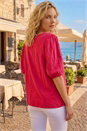 Pink Pleat Detail Tie Neck Top, Image 3 of 4