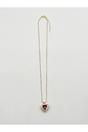 Gold Pink Stone Heart Necklace In a Diamante Setting, Image 3 of 5