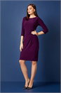 Purple 3/4 Sleeve Twist Waist Dress, Image 1 of 5