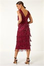 Red Sequin Tassel Flapper Midi Dress, Image 3 of 7
