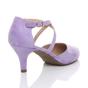 Lilac AJVANI Lilac Mid Heel Crossed Straps Court Shoes, Image 4 of 5
