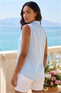Light Blue  Ditsy Floral Sleeveless Blouse, Image 2 of 4