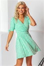Mint Ditsy Floral Mock Wrap Skater Dress, Image 3 of 5