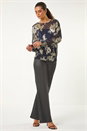 Gold Foil Floral Print Plisse Shirred Top, Image 3 of 5