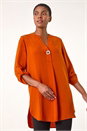 Rust V-Neck Button Detail Top, Image 2 of 5