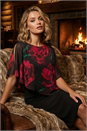 Black Floral Overlay Premium Stretch Dress, Image 1 of 5